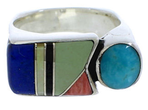 Genuine Sterling Silver Multicolor Jewelry Ring Size 5-1/2 UX39923